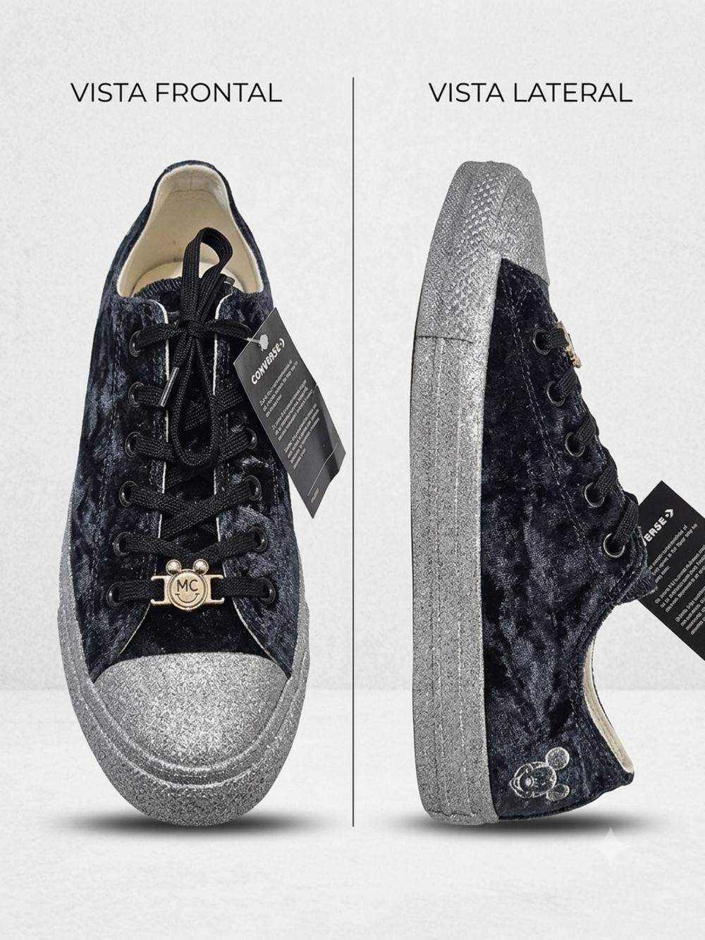 ConverseChuck Taylor All Star Ox MileyCyrus BlackVelvetGlitter Toe Women Size9.5